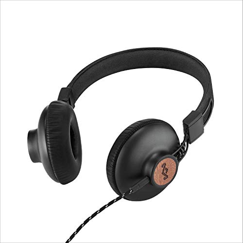 House of Marley Positive Vibration 2: Over-Ear Wired Headphones with Microphone, Plush Ear Cushions, and Sustainable Materials (Black)