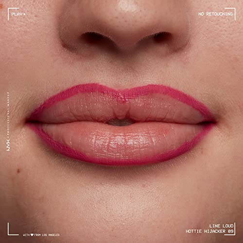 NYX PROFESSIONAL MAKEUP Line Loud Lip Liner, Longwear and Pigmented Lip Pencil with Jojoba Oil and Vitamin E - Hottie Hijacker (Hot Blue Pink)