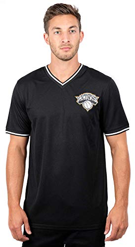 Ultra Game NBA New York Knicks Mens Jersey V-Neck Mesh Short Sleeve Tee Shirt, Black, XX-Large