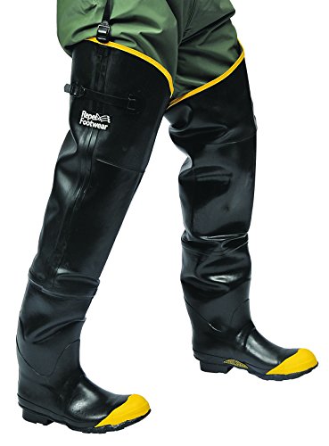 Galeton 7942-13 Repel Footwear Steel Toe Hip Boots with Straps, Men's Size 13, Black