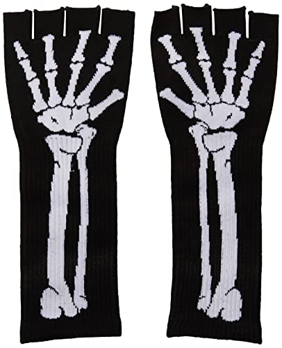Leg Avenue Women's OS Woven Skeleton Fingerless Gloves, Black, One Size
