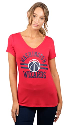 Ultra Game NBA Washington Wizards Womens Box Out Varsity Stripe Tee Shirt, Team Color, Large