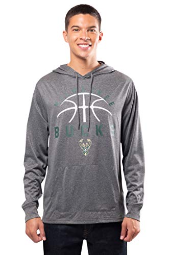 Ultra Game NBA Milwaukee Bucks Mens Super Soft Lightweight Pullover Hoodie, Heather Charcoal , Medium