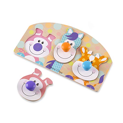 Melissa and Doug First Play Wooden Jumbo Knob Farm Animal Puzzle (3 pcs)