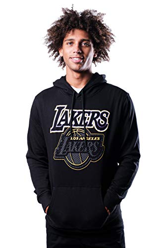 NBA Los Angeles Lakers Men's Fleece Hoodie Pullover Sweatshirt Primo Metallic, Large, Black