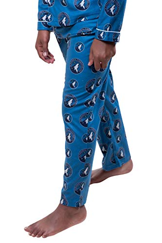 Ultra Game NBA Minnesota Timberwolves Youth 2 Piece Soft Tee Shirt and Lounge Pants Sleepwear Loungewear Pajama Set, Team Color, 7