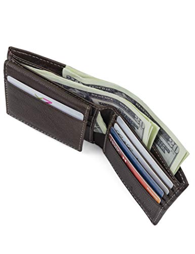 Timberland mens Genuine Leather Rfid Blocking Passcase Security Wallet Billfold, Dark Brown, One Size US