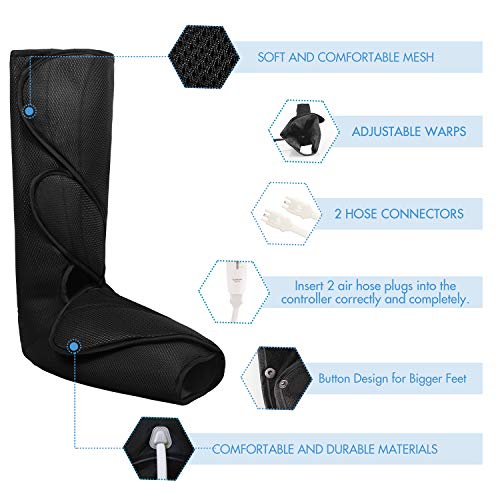 QUINEAR Leg Massager with Heat Air Compression Massage for Foot and Calf Helpful for Circulation and Muscles Relaxation(FSA or HSA Approved)