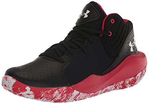 Under Armour Unisex Jet '21 Basketball Shoe, (002) Black/Red/White, 14 US Men