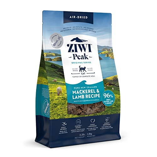 ZIWI Peak Air-Dried Cat Food – All Natural, High Protein, Grain Free and Limited Ingredient with Superfoods (Mackerel and Lamb, 2.2 lb)
