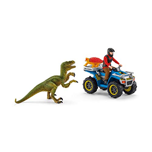 Schleich Dinosaurs, Dinosaur Toy Set for Boys and Girls, Quad Escape from Velociraptor Set with ATV Truck, Ages 4+