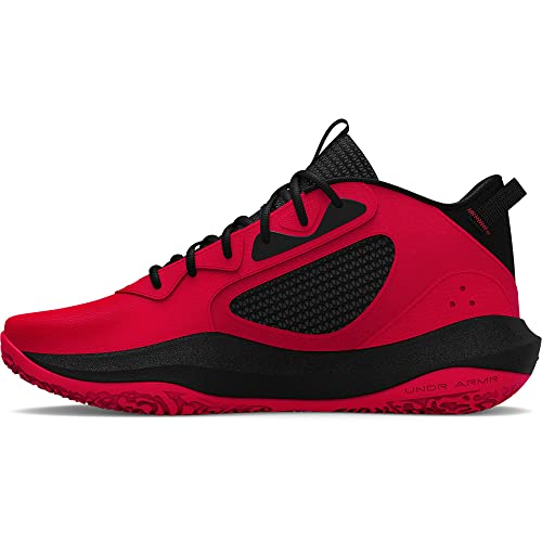 Under Armour Unisex Lockdown 6 Basketball Shoe, (600) Red/Black/White, 8 US Men