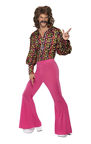 Smiffys Men 1960s CND Slack Suit Costume,Pink,L - US Size 42'-44'