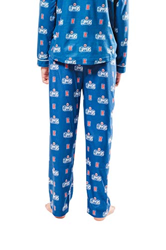Ultra Game NBA Los Angeles Clippers Youth 2 Piece Soft Tee Shirt and Lounge Pants Sleepwear Loungewear Pajama Set, Team Color, 10/12