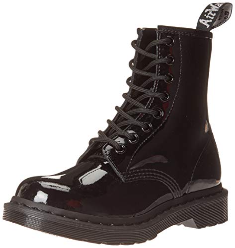 Dr. Martens Women's Lace Fashion Boot, Black Patent Lamper, 10