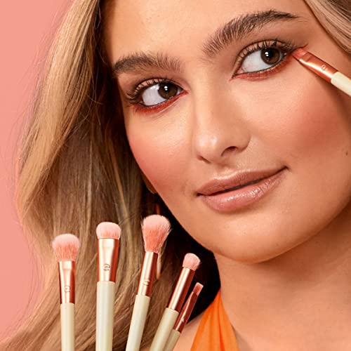 EcoTools Elements Fiery Eye Makeup Brush Set, For Eyeshadow and Eyeliner, Blending Brushes for Eyes, Eco Friendly Makeup Brushes, Limited Edition, Orange, Cruelty Free and Vegan, 6 Piece Set