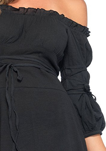 Leg Avenue Women's Plus High Low Peasant Dress costume accessories, Black, 1X 2X US