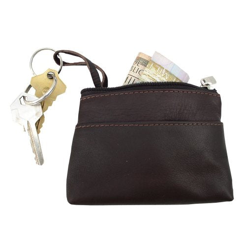 Piel Leather Key Coin Purse, Chocolate, One Size