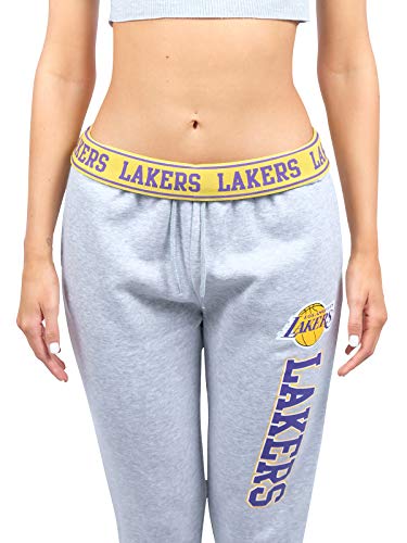 Ultra Game NBA Los Angeles Lakers Womens Jogger Pants Active Basic Fleece Sweatpants , Heather Gray, Large