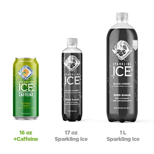 Sparkling Ice +Caffeine, Citrus Twist Flavored Sparkling Water with Caffeine, Zero Sugar, with Vitamins and Antioxidants, Low Calorie Beverage, 16 fl oz Cans (Pack of 12)