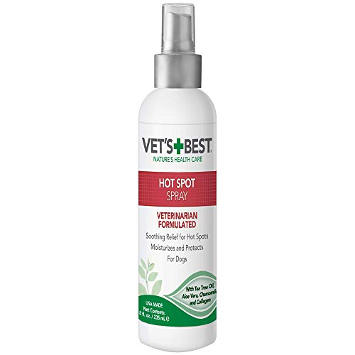 Vet’s Best Dog Hot Spot Itch Relief Spray | Relieves Dog Dry Skin, Rash, Scratching, Licking, Itchy Skin, and Hot Spots | No-Sting and Alcohol Free | 8 Ounces