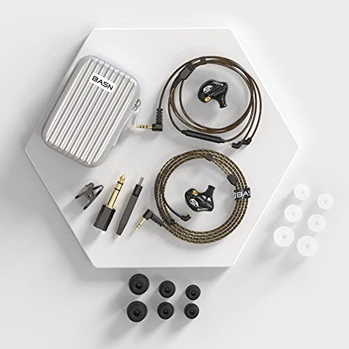 BASN Bsinger PRO in Ear Monitor Headphones for Musicians, Dynamic Driver Noise Isolating Earphones with 2 Detachable MMCX Cables (Black)