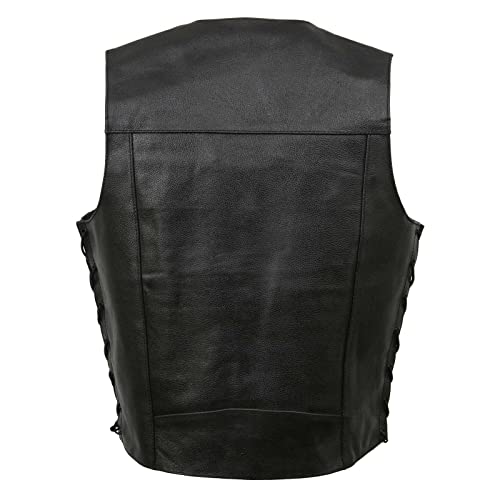 EVENT LEATHER EL5315 Black Motorcycle Leather Vest for Men w/Side Lace- Riding Club Adult Motorcycle Vests (as1, alpha, xx_l, regular, regular)