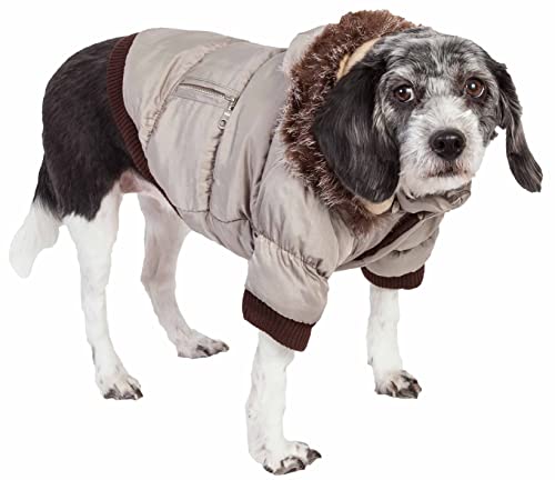 Pet Life Classic Metallic Winter Dog Coat with Zippered Removable Fur Hood - Dog Jacket Features 3M Thinsulate Insulation Warming Technology - Dog Clothes Sizing fits Small, Medium and Large Dogs