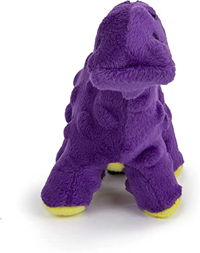 goDog Dinos Bruto Just for Me Squeaker Plush Pet Toy for Dogs and Puppies, Soft and Durable, Tough and Chew Resistant, Reinforced Seams - Purple, Mini