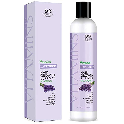 Nourish Beaute Vitamins Premium Shampoo for Hair Loss to Promote Hair Regrowth, Volume and Thickening with Biotin, DHT Blockers and Antioxidants Oils, for Men and Women, 1 Pack 10 Ounces, Lavender