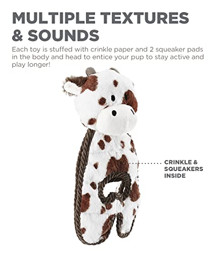 Charming Pet Cuddle Tugs Cow Plush Squeaky Dog Toy