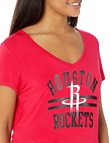 Ultra Game NBA Houston Rockets Womens Box Out Varsity Stripe Tee Shirt, Team Color, Small