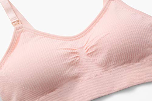 Suekaphin Nursing Wireless Women's Sleeping Maternity Breastfeeding Bra,Large,Sort Rib-A
