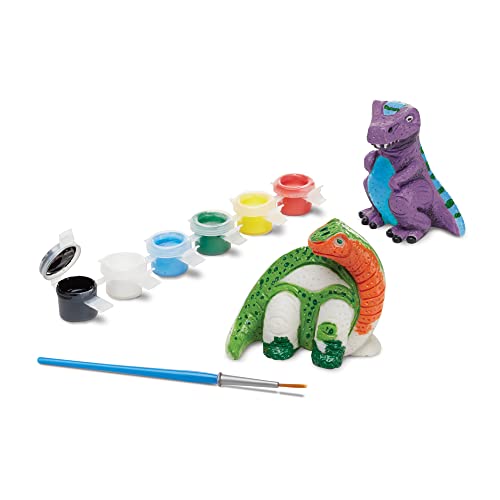 Melissa and Doug Created by Me! Dinosaur Figurines Craft Kit (2 Resin Dinosaurs, 6 Paints, Paintbrush)