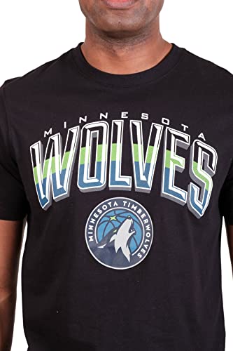 Ultra Game -NBA Minnesota Timberwolves Mens Arched Plexi Short Sleeve Tee Shirt, Black, Medium