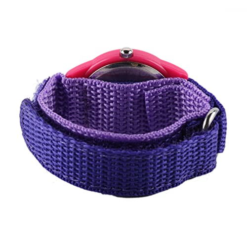 Disney Frozen Kids' Plastic Time Teacher Analog Quartz Nylon Strap Watch, Pink/Purple