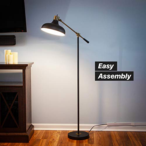 Brightech Wyatt LED Floor Lamp, Industrial Floor Lamp for Living Rooms and Offices – Charming Farmhouse Floor Lamp, Adjustable Head Standing Lamp for Bedroom Reading, Stunning Living Room Decor