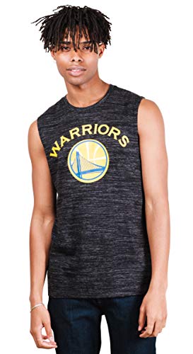 Ultra Game NBA Golden State Warriors Mens Jersey Sleeveless Muscle T-Shirt, Black Space Dye, Small