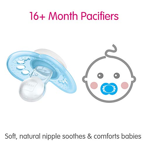 MAM Original Baby Pacifier, Nipple Shape Helps Promote Healthy Oral Development, Sterilizer Case, 2 Pack, 16+ Months, Animal/Boy