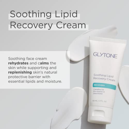 Glytone Soothing Lipid Recovery Cream - Vitamins A and E, Camelina Oil, Glycerin, Shea Butter - Sensitive, Compromised and Post-Procedure Skin - 2 fl. oz