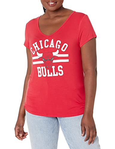 Ultra Game NBA Chicago Bulls Womens Box Out Varsity Stripe Tee Shirt, Team Color, Large