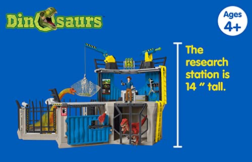 Schleich Dinosaur Toys Science Playset - 33-Piece Set Research Station with Brachiosaurus, Velociraptor, Men Scientist Action Figures, and Dart Cannon, Kids Figurines for Ages 4 and Above