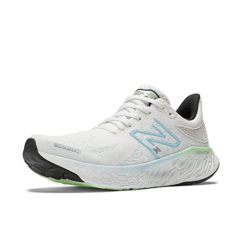 New Balance Women's Fresh Foam X 1080 V12 Running Shoe, White/Bleach Blue/Green Aura, 9