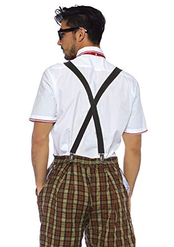 Leg Avenue mens 4pc.nerdy Ned,plaid Pants, Suspenders, Bow Tie, Glasses Adult Sized Costumes, Brown, Small US