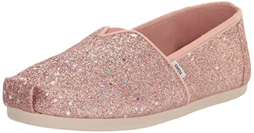 TOMS Women's Alpargata Recycled Cotton Canvas” Loafer Flat, Rose Gold Cosmic Glitter, 6.5