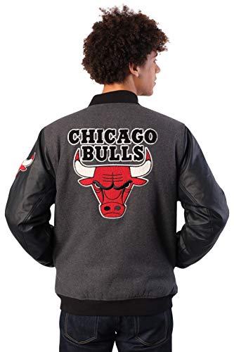 Ultra Game NBA Chicago Bulls Mens Full Zip Classic Varsity Jacket, Charcoal Heather, Medium