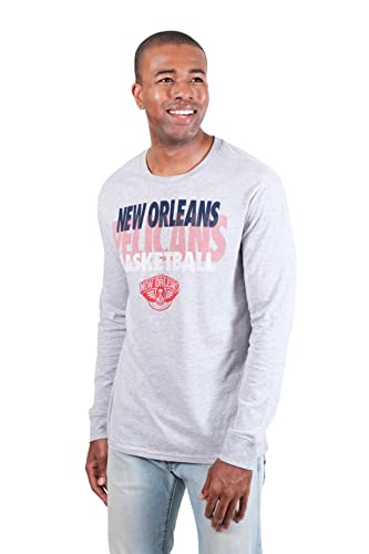Ultra Game NBA New Orleans Pelicans Mens Supreme Long Sleeve Pullover Tee Shirt, Heather Gray, Large