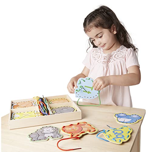 Melissa and Doug Alphabet Wooden Lacing Cards With Double-Sided Panels and Matching Laces - Lacing Toys For Toddlers, Fine Motor Skills Threading Cards, Sewing Cards For Preschoolers And Kids Ages 3+