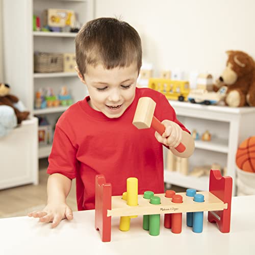 Melissa and Doug Deluxe Wooden Pound-A-Peg Toy With Hammer