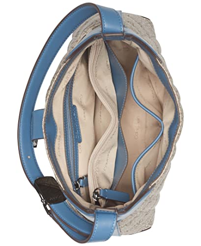 Calvin Klein Frankie Shoulder Bag, Almond/Taupe/Vintage Blue Quilted Grid